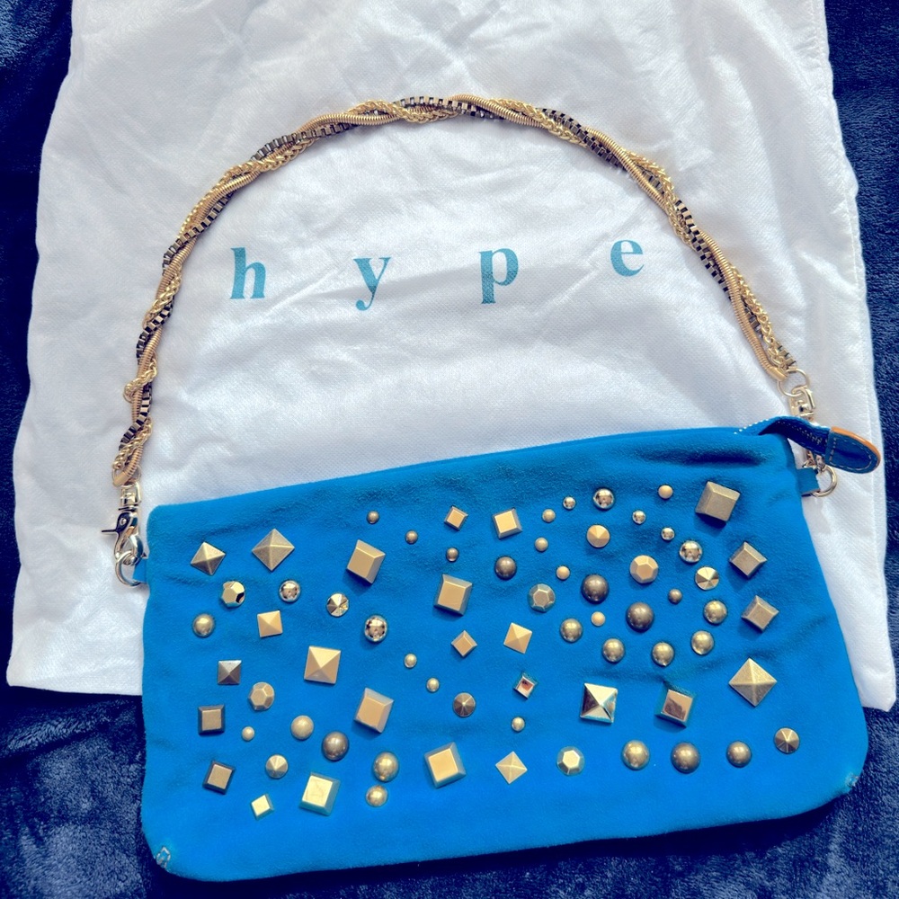 Hype suede studded shoulder bag